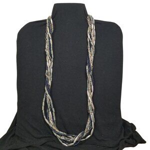Chico's Rope & Choker Necklace 9 Strands of Beads and Chain